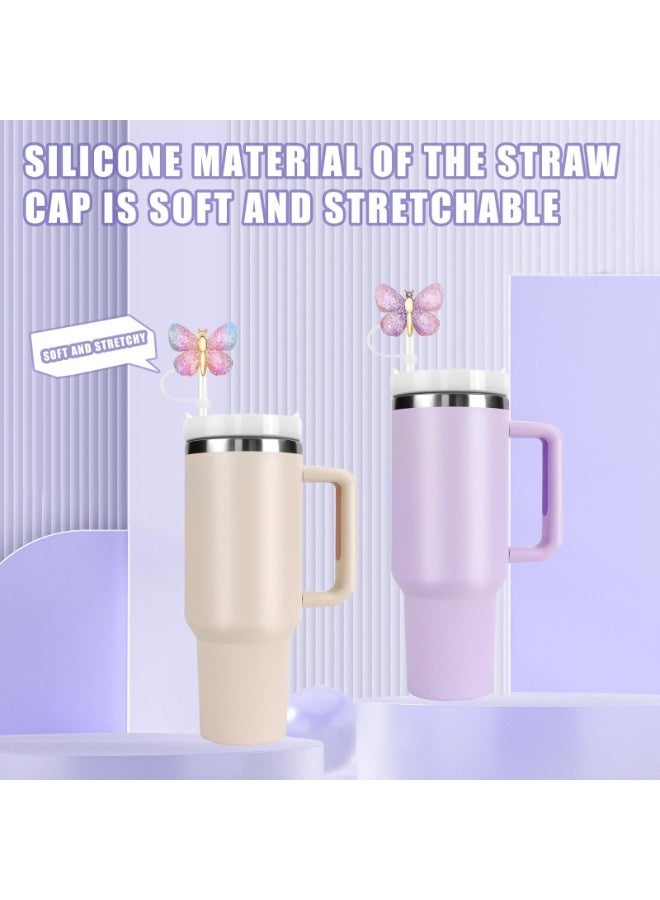 6 Cute Butterfly Straw Toppers, Compatible with Stanley Cups, Food-grade Silicone, 10mm Straw Sleeves, Straw Decorative Covers, Cup Protective Plugs (Multi-color) - Image 4